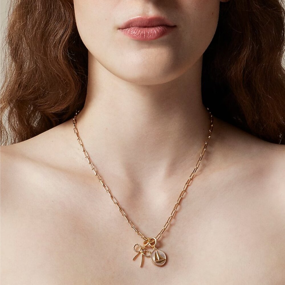 NWT JCREW Nautical charm necklace Shiny Matte Gold